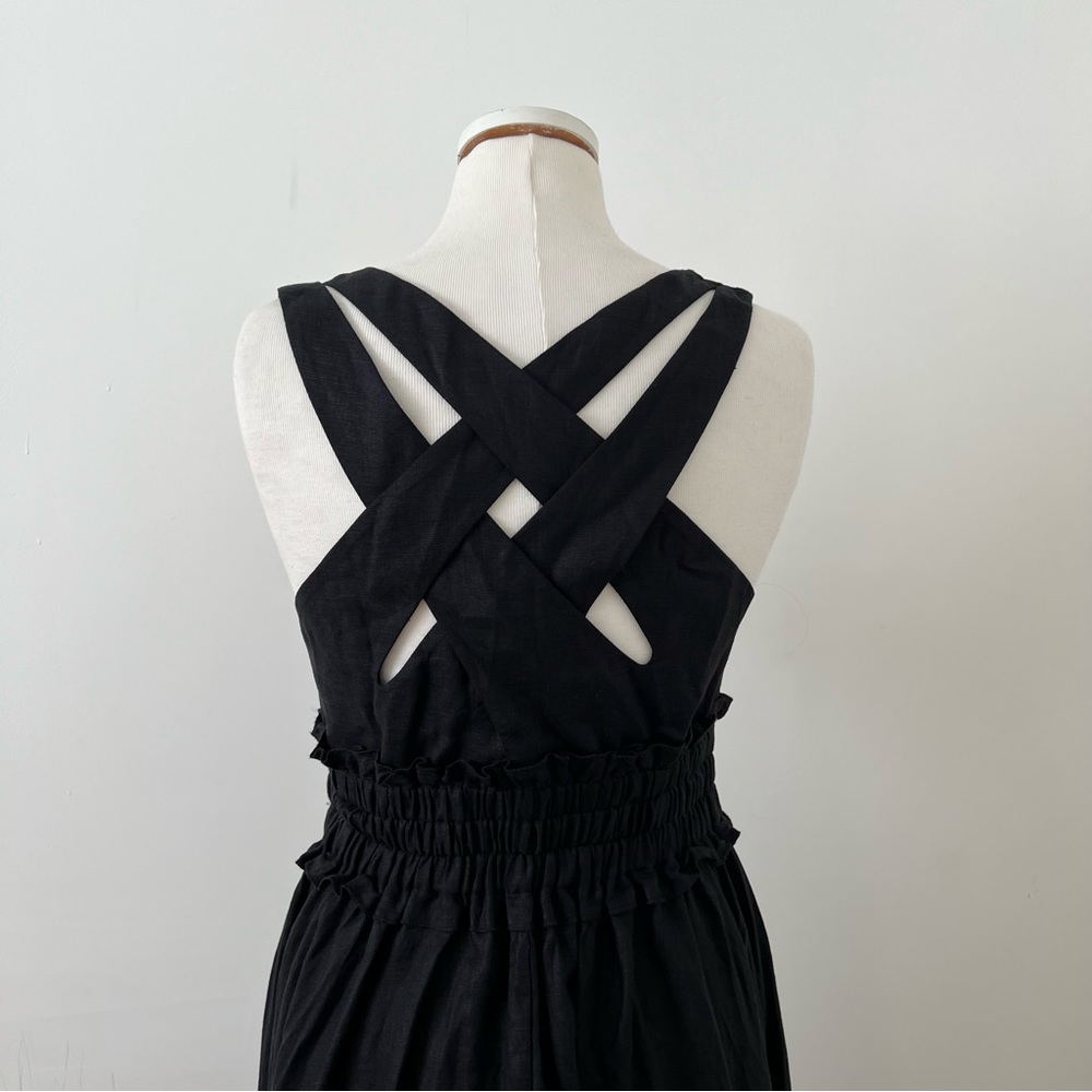 NWT Alemais Serge Cross Back Linen Dress Back 6 - Picture 6 of 7
